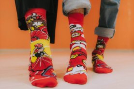 kolorowe bawełniane skarpetki w hiszpańskie wzory, skarpetki narodowościowe w walizce, 1 para, Rainbow Socks