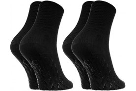 2 pairs of black cotton diabetic non binding socks with ABS Grips