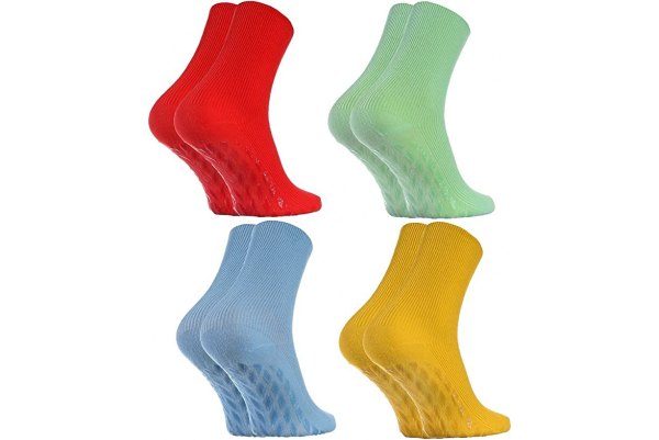 Neon sports socks with ABS glitter grips for girls and women