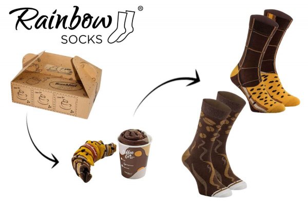 Breakfast Socks Box coffee americano socks and chocolate croissant socks box