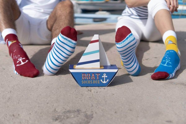 Boat Socks Box 3 pairs, colourful socks for men and women, gift idea for a sailor