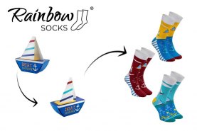 colourful cotton socks, boat socks box, 3 pairs