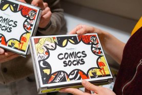 Comic Socken Box, 2 Paar, bunte Socken in Originalverpackung, Rainbow Socks