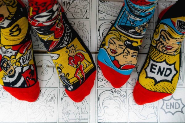 Baumwollsocken mit bunten Comic-Mustern, Comic-Socken-Box, 2 Paar, Rainbow Socks