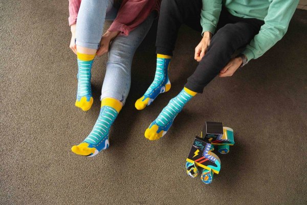 niebieskie bawełniane skarpetki dla fana wrotkarstwa, 3 pary, Rainbow Socks