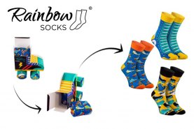 3 pairs of cotton socks, socks looking like a roller skate, Rainbow Socks
