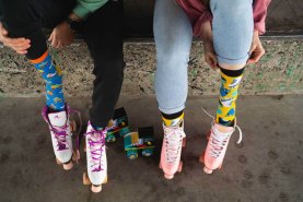 colourful cotton socks for fan of skating, colourful skates, Rainbow Socks