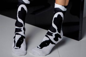 Czarno-białe skarpetki w krowie wzory, 1 para bawełnianych skarpetek, Rainbow Socks