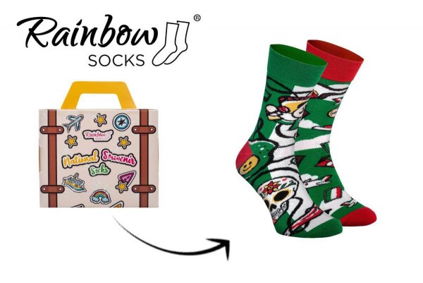 1 pair of colourful cotton socks with Mexico patterns, funny gift idea, Rainbow Socks