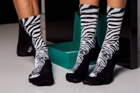 Black and white animals socks, zebra patterns, Rainbow Socks