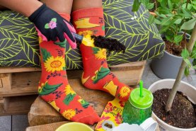 Socken für Gärtner, Sonnenblume, bunte Socken, Rainbow Socken