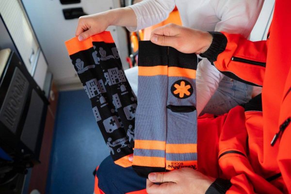 gray cotton socks, socks for medic, Ambulance Socks Box