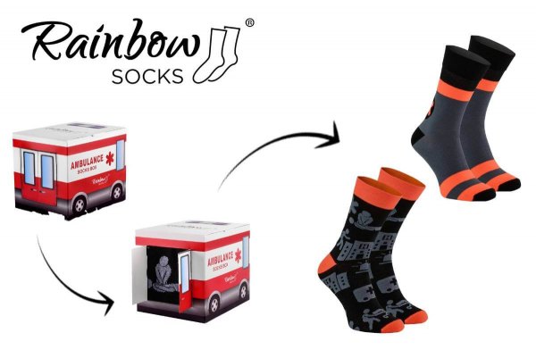 Ambulance Socks Box, 2 Paar Baumwollsocken, Socken für Sanitäter, Rainbow Socken