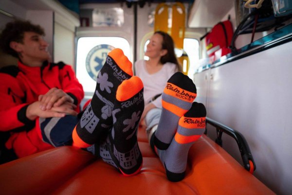 Ambulance Socks Box, 2 pairs, socks for someone working in health department, funny socks