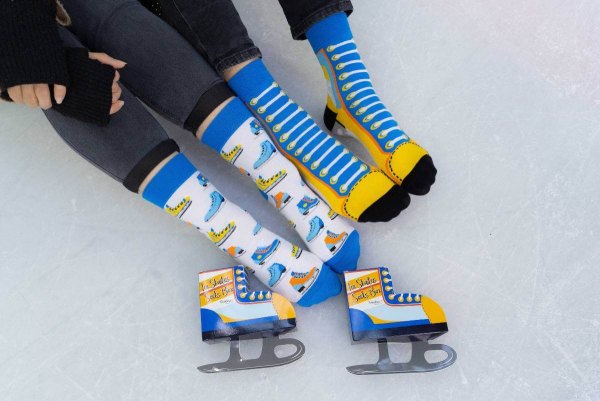 ice skates socks box, 2 pairs, funny gift, Rainbow Socks