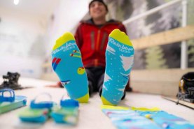 blue cotton socks with ski patterns, ski socks box, 1 pair, Rainbow Socks
