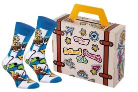 National Socks Box Greece 1 pair, colourful cotton socks, Rainbow Socks