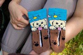 ankle cotton socks with dog patterns, cute gift idea for a fan of dogs, Rainbow Socks