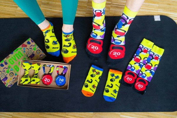 skarpetkowy zestaw do ćwiczeń, kolorowe skarpetki dla miłośnika sportu, Rainbow Socks