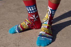 kolorowe bawełniane skarpetki w maltańskie wzory, 1 para skarpetek, Rainbow Socks