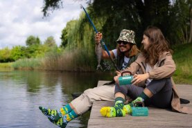 funny gift idea for the fan of fishing, colourful cotton socks, unisex socks