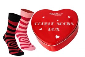 Couple Socks Box, 2 Paar Socken, rot und schwarz