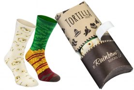 Tortilla Socken, 2 Paar bunte Baumwollsocken, Rainbow Socks, Geschenkidee für Fast Food Liebhaber