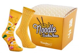 Asian noodles pattern socks, 2 pairs of colourful cotton noodle socks, Rainbow Socks