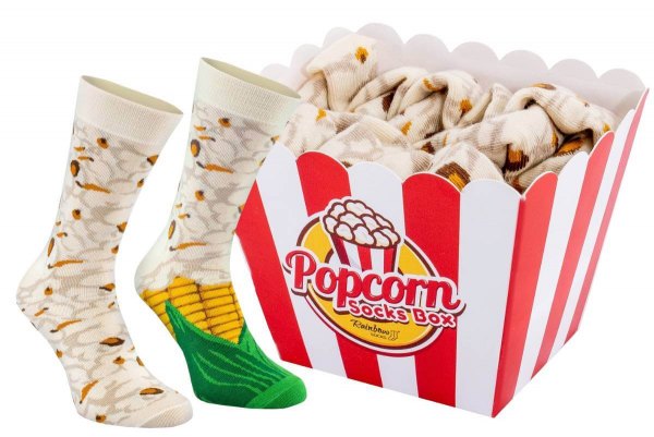 Popcorn Socken Box 2 Paar, lustige Geschenkidee von Rainbow Socks