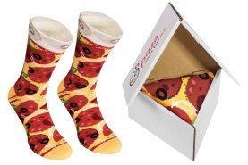 Pizza skarpetki w pudełku 1 para, pizza pepperoni, prezent dla fana pizzy