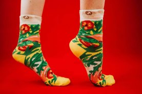 Italian Pizza Socks Uniseks, green cotton socks for a fan of the Italian cuisine, 1 pair set, Rainbow Socks