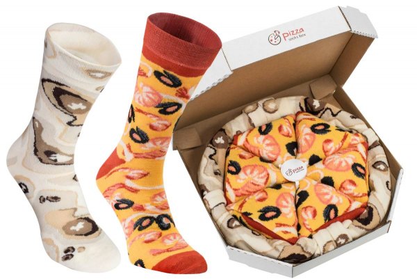 Seafood pizza Socks Box, colourful cotton pizza socks, 4 pairs of socks, Rainbow Socks
