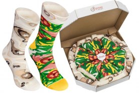 Italian pizza Socks Box, pizza socks box, socks looking like a real pizza, colourful cotton socks, Rainbow Socks