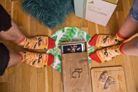 Seafood pizza Man Socks, original food-like socks, gift idea for men and women, Rainbow Socks