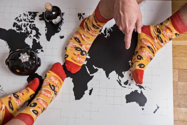 colourful pizza socks with seafood patterns, funny socks, Rainbow Socks