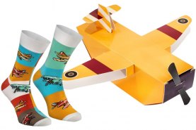 Plane Socks Box, 2 pairs of colourful cotton socks, Rainbow Socks