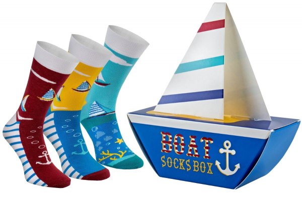 Boat Socks Box 3 Pairs, Rainbow Socks