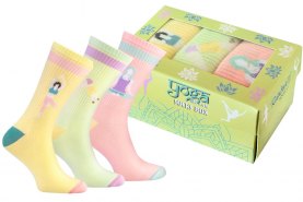 yoga socks box, 3 pairs of colourful cotton socks, Rainbow Socks