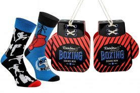 Boxing Gloves Socks Box, 2 pairs of colourful cotton socks, gift idea, Rainbow Socks