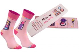 Make up socks box, 2 pairs of colourful cotton socks, Rainbow Socks