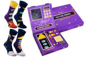 Space Socks Box 2 pairs by Rainbow Socks, purple high quality cotton socks