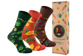 Socks for gardener, garden socks box, 3 pairs of colourful cotton socks, socks for men and for women