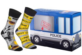 Police Socks Box, 2 pairs of colourful cotton socks by Rainbow Socks