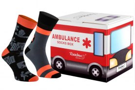 Ambulance Socks Box 2 pair, colourful cotton socks, Rainbow Socks