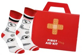 First Aid Kit Socks Box, 1 pair of colourful cotton socks, Rainbow Socks