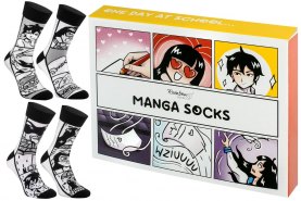 Manga Socks Box 2 Pairs, balck and white cotton socks for a real otaku