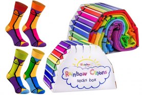 Crayon Socks Box 2 pairs, Rainbow Socks, colourful cotton socks