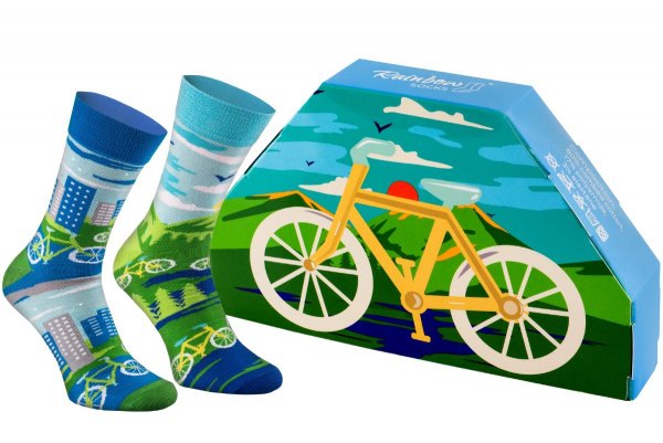 Bicycle Socks Box, 1 pair of colourful socks, Rainbow Socks