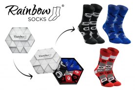 Mechanic Socks, Socks for mechanic, red, blue and black cotton socks, socks with cars patterns, 3 pairs