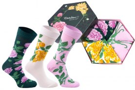 flower socks, flower socks gift, colourful cotton socks with floral patterns, 3 pairs